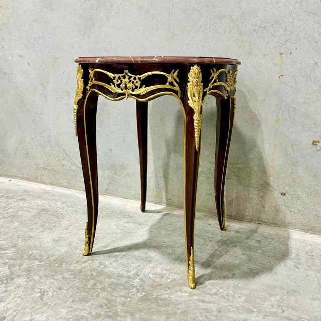 2020s Copper Side Table Marble Topped Rococo Style For Sale - Image 5 of 8