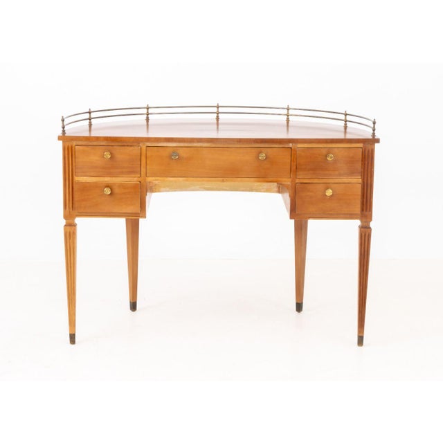 Biedermeier Biedermeier Style Demilune Walnut Desk For Sale - Image 3 of 9