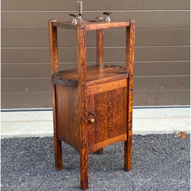 h.t. Cushman Mission Oak Smoking Stand Chairish