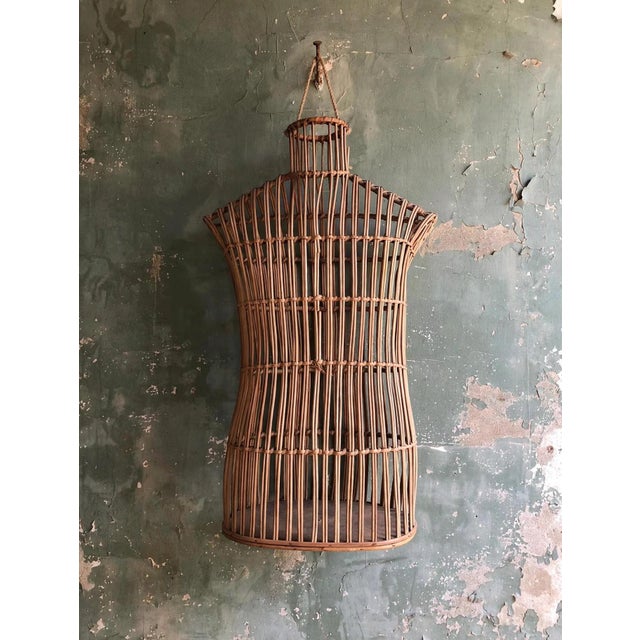 Vintage French Tailors Wicker Mannequin Bust, 1950s For Sale - Image 4 of 5