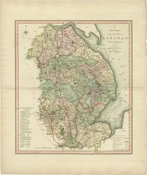 Antique Decorative County Map of Lincolnshire, 1804