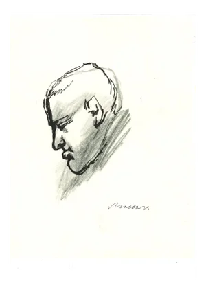 Portrait of Giorgio Morandi - Original Pen and Pencil Drawing - 1960s 1960s