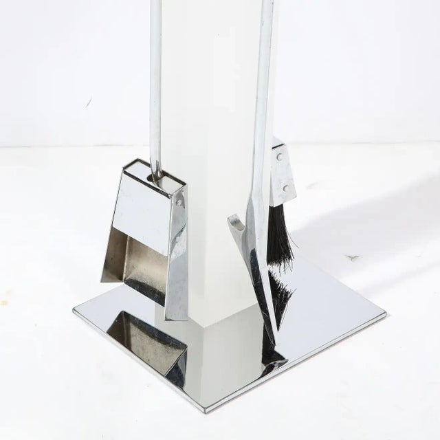 This sophisticated fire tool set was realized by the esteemed American maker Pace Furniture Co. circa 1970. It features a...