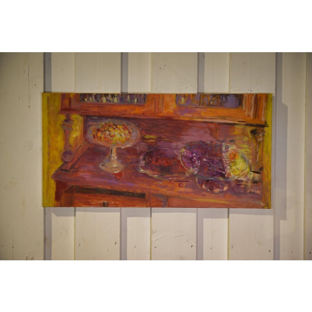 Jean-Claude Thuillier, Post-Impressionist Still Life of Cherries in the Cupboard, 2001, Oil on Canvas For Sale - Image 9 of 9