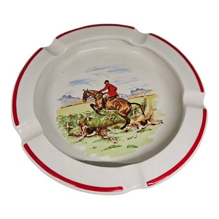 Vintage Ambassador Ware England Rimmed Ashtray Horse English Hunting Scene - Fox Hunt For Sale