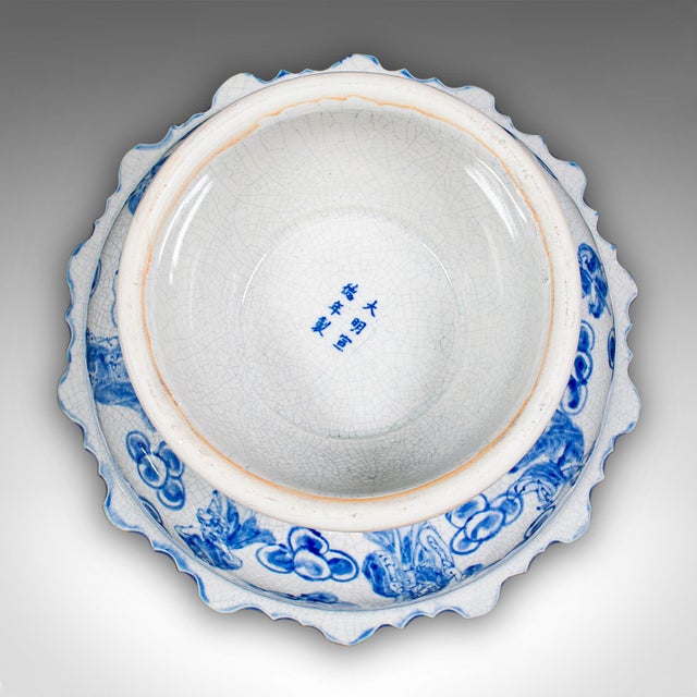 Vintage Footed Serving Bowl, Chinese, Ceramic, Fruit, Bonbon Dish, Mid Century For Sale - Image 9 of 9