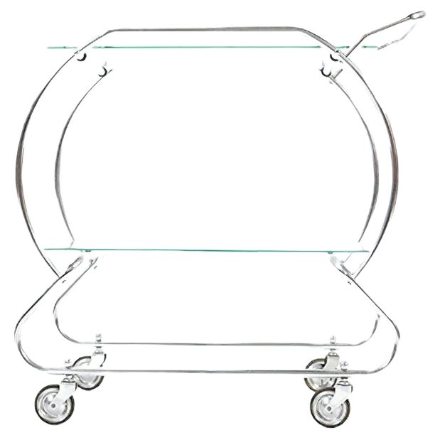 Art Deco Nickel-Plated Brass Serving Trolley, 1930s For Sale