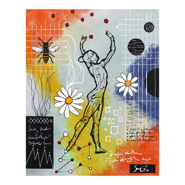 The Leap - Abstract Modern Figurative Mixed Media Original Artwork by Soren Grau For Sale