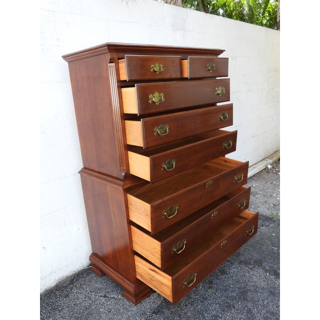 Colonial Solid Cherry Tall Large Chest of Drawers 6012 For Sale - Image 4 of 15