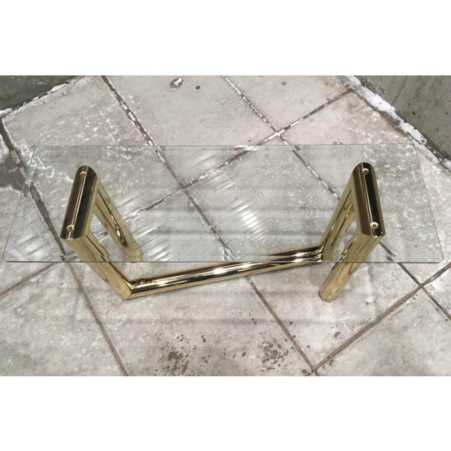 Postmodern Brass & Glass “z” Console Table After Karl Springer For Sale - Image 9 of 13