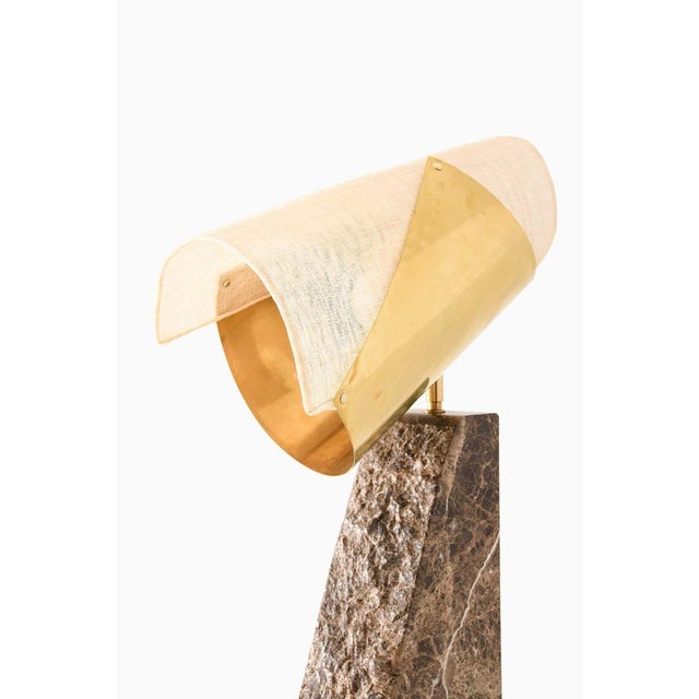 Lorian Table Lamp in Brass, Fabric and Marble by Erik Bratsberg, 2021 For Sale - Image 4 of 12