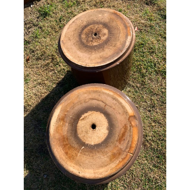 Mid Century Brown Glazed Gainey Pots- A Pair For Sale - Image 10 of 13