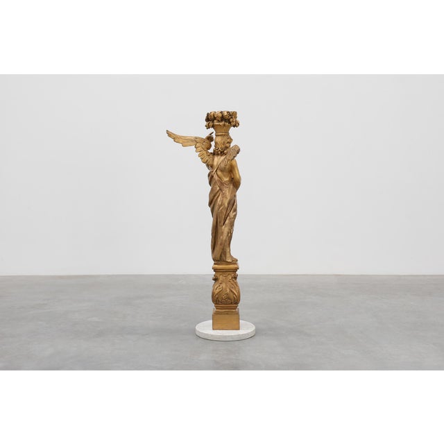 Wood Louis XVI Gilt Oak Angel Figure Part of a Altar, 18th Century For Sale - Image 7 of 14