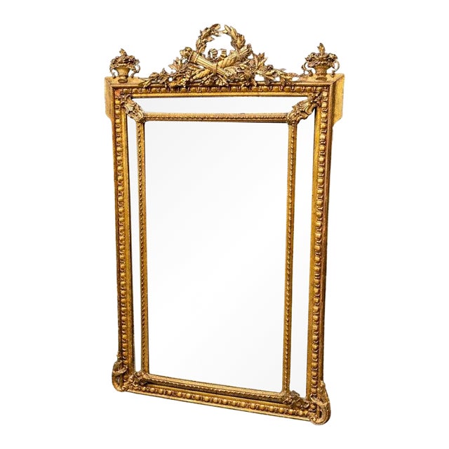 Superb French Louis XV Giltwood and Gesso Monumental Wall Mirror For Sale