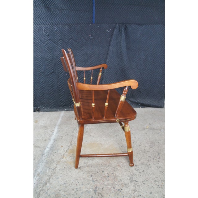 Mid 20th Century Tell City Hitchcock Style Maple Rumford & Gold Stenciled Spindle Back Bench For Sale - Image 12 of 15