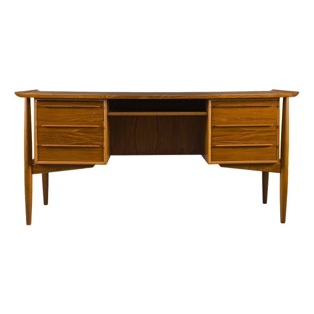 Mid-Century Danish Teak Executive Desk by Arne Vodder for H.P. Hansen, 1960s For Sale