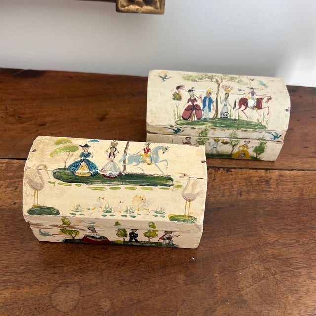 Wood Vintage Artist Signed Salvador Corona Mexican Folk Art Box For Sale - Image 7 of 7