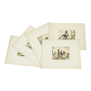 16th Century Antique Old Master Horse Etchings by Antonio Tempesta C 1590 on Paper, Set of 5