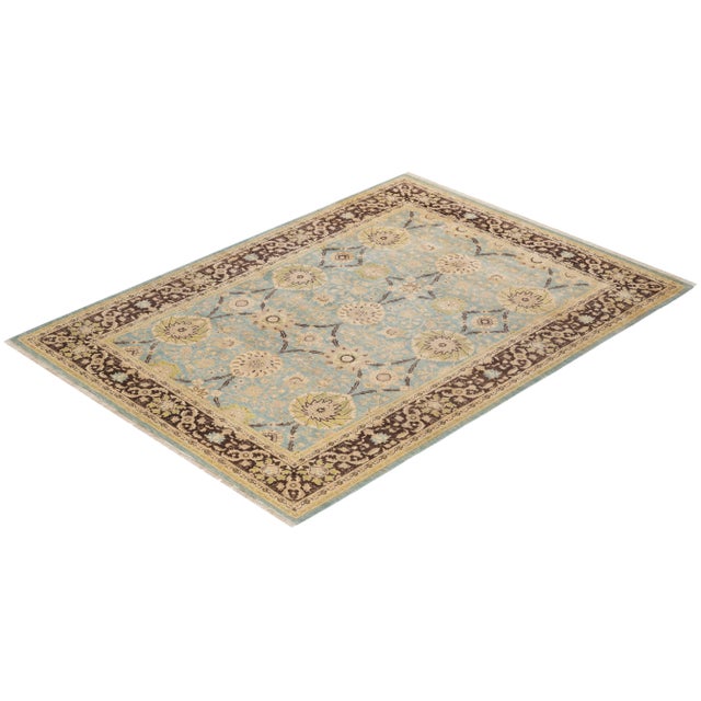 Blue Vintage Traditional Hand Knotted Wool Area Rug, Blue - 6'3" X 8'5" For Sale - Image 8 of 9