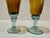 Vintage Amber and Blue-Green Stemmed Goblets Hand Blown Art Glass Wine Glasses - a Pair For Sale In Atlanta - Image 6 of 6