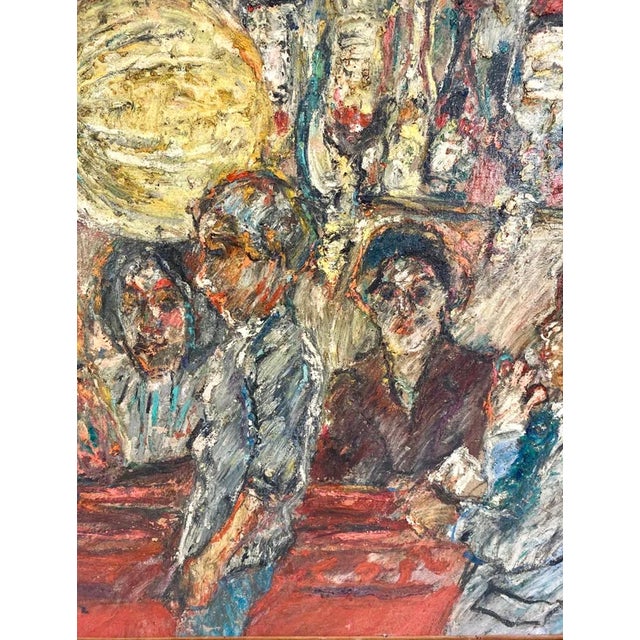 David Azuz, Israeli French David Azuz Naive Oil Painting Paris Bar Scene Colorful Fauvist, 1975 For Sale - Image 9 of 13