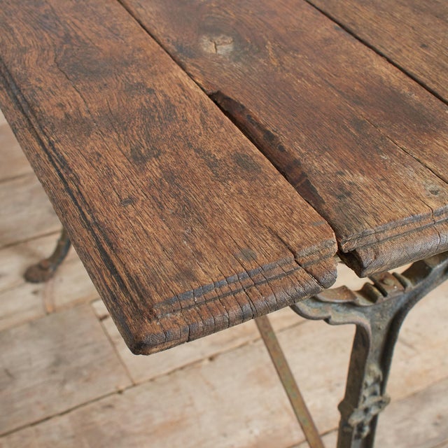 Metal Antique French Cast Iron Garden Bistro Table, 1890s For Sale - Image 7 of 10
