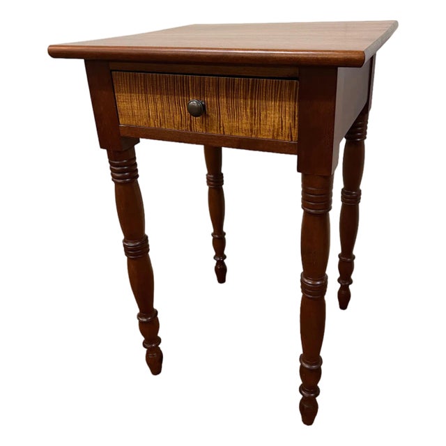 Mid 19th Century American Sheraton Tiger Maple and Cherry One Drawer Stand For Sale