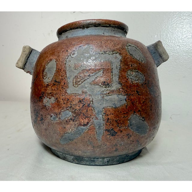 Vintage Original Japanese Barag Studio Pottery Character Vase Jar W/ Handles For Sale In New York - Image 6 of 13