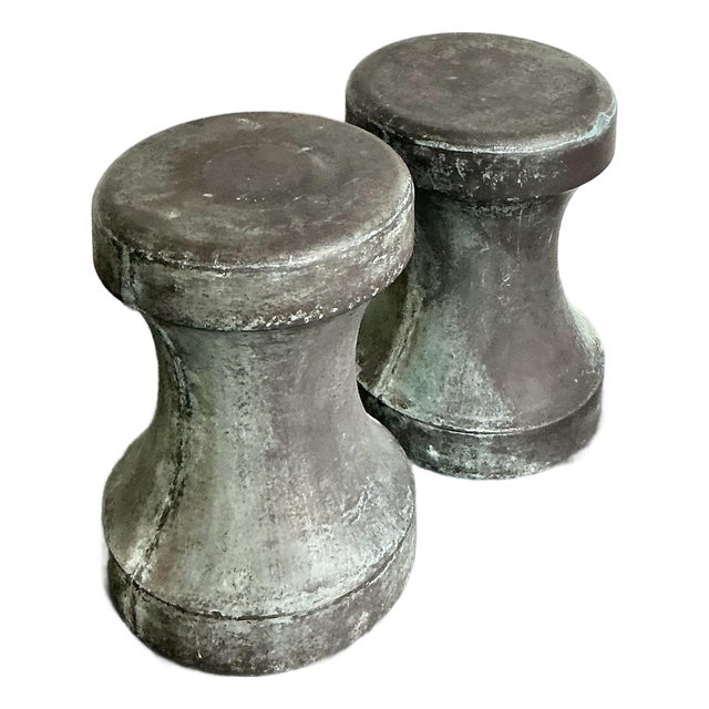 Vintage Boho Made Goods “Freda” Concrete Over Fiberglass Low Stools - A Pair For Sale