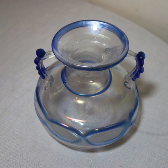 Glass Vintage Hand Blown Murano Italian Iridescent Corroso-Scavo Glass Vase Italy For Sale - Image 7 of 10