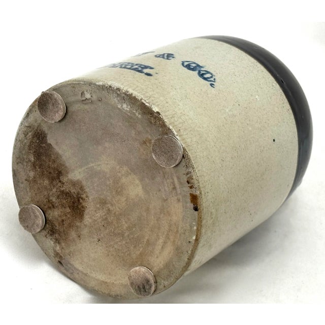 Antique American Blue Decorated Stoneware 1 Gallon Advertising Spirits Jug From Macys New York City For Sale - Image 10 of 13