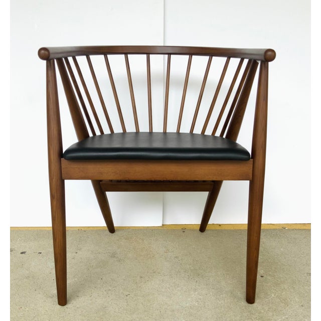 MidCentury Modern Style Black Leather Spindle Occasional Chair Chairish