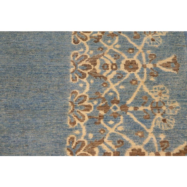 Textile 1980s Bohemian Ziegler Blue Beige Hand-Knotted Wool Rug - 9'1'' X 12'4'' For Sale - Image 7 of 9