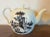 Large antique 18th century English George III creamware black transfer teapot. Decorated with roses on the lid and...