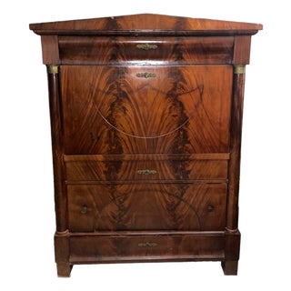 Biedermeier Mahogany Secretaire with Inlaid Interior For Sale