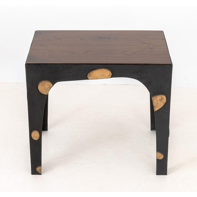 Jacques Jarrige (French, b. 1962) "Parade" Side Table, the rectangular mahogany top above patinated bronze frame with gilt...