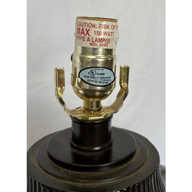 Mid-Century Modern Pleated/ Ribbed Metal Gourd Large Table Lamp For Sale - Image 10 of 13