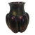 Art Nouveau Iridescent Bulbous Art Glass Vase Melon-Ribbed Plum, Green For Sale