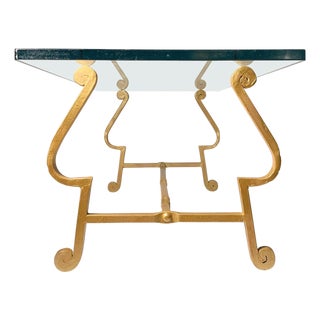 Deco Gilt Wrought Iron Petite Scale Continental Coffee Table For Sale