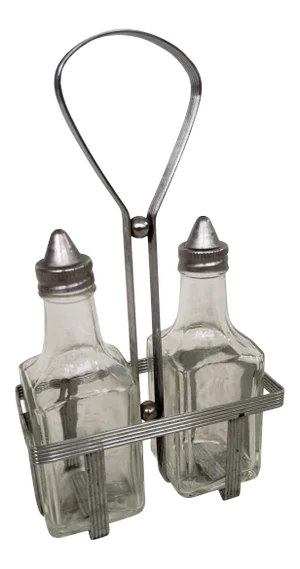1930s Art Deco Oil & Vinegar Serving Set- 3 Pieces
