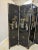 Vintage Chinoiserie Black Lacquer Mother of Pearls & Soap Stones 4 Panels Room Divider For Sale In Birmingham - Image 6 of 6