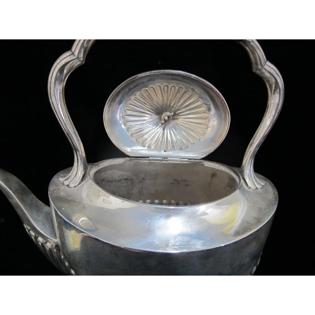 Engraved Hand & Dagger Crest Sterling Silver Teapot Coffee Hot Water Warmer Pot For Sale - Image 4 of 12