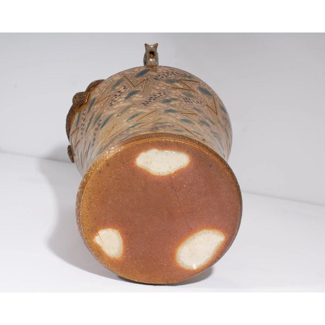 Vintage Studio Pottery Vase With Salamander and Toucan For Sale - Image 4 of 9