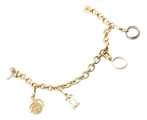 Authentic Cartier Yellow Gold Love Trinity Double C Charm Link Bracelet 1995