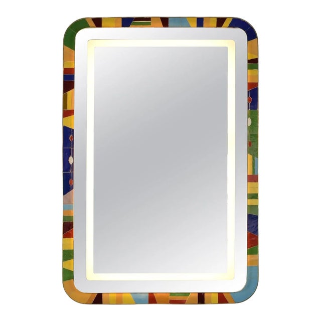 Aurea Led Light Mosaic Bathroom Mirror by Jonathan Amar Studio For Sale