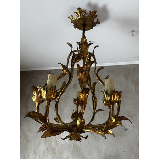 Vintage Italian Brass Chandelier, 1950s For Sale - Image 6 of 10