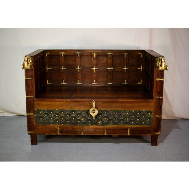 Wood Vintage Indian Carved Wood Gold Pegasus Damchiya Daybed Hope Chest For Sale - Image 7 of 13