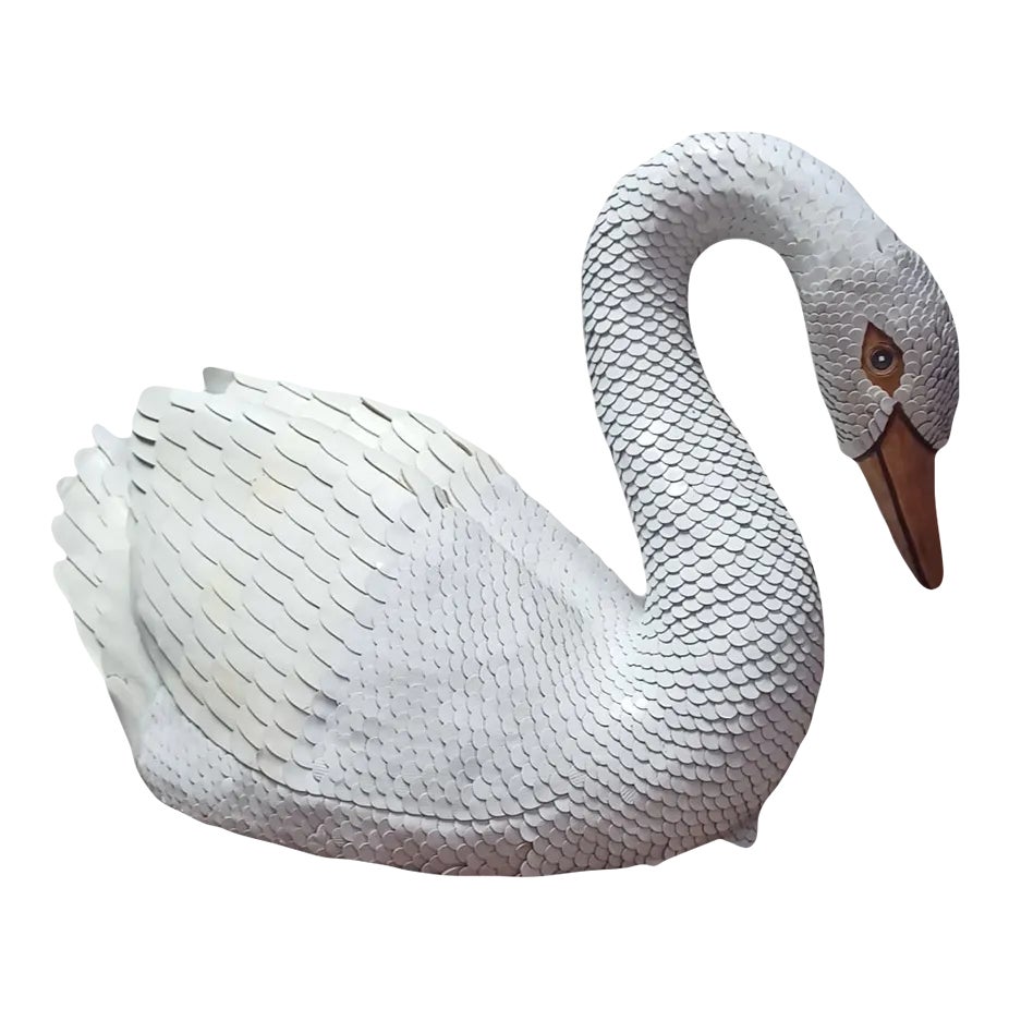 その他 SWAN SWAN Sleelm Vintage Late 20th Century Leather Swan Sculpture by