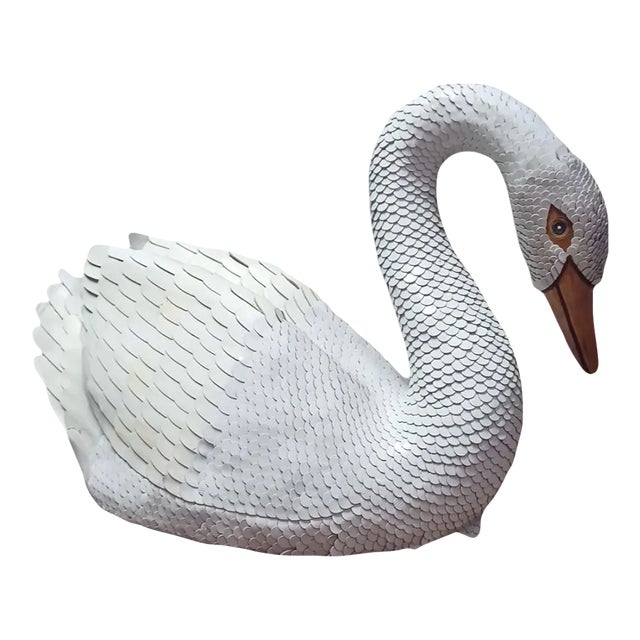 Vintage Late 20th Century Leather Swan Sculpture by Frederico For Sale