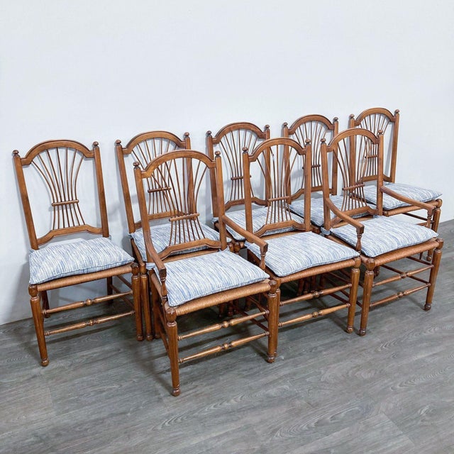 Ethan Allen Wheat Back Dining Chairs Set of 8 Chairish